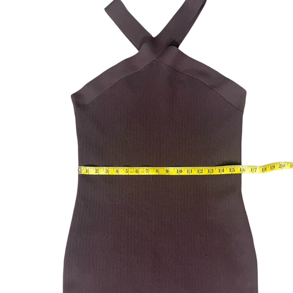 NWT Babaton for Aritzia Sculpt Knit Criss Cross Dress in Rich Mocha (E) - Picture 8 of 13